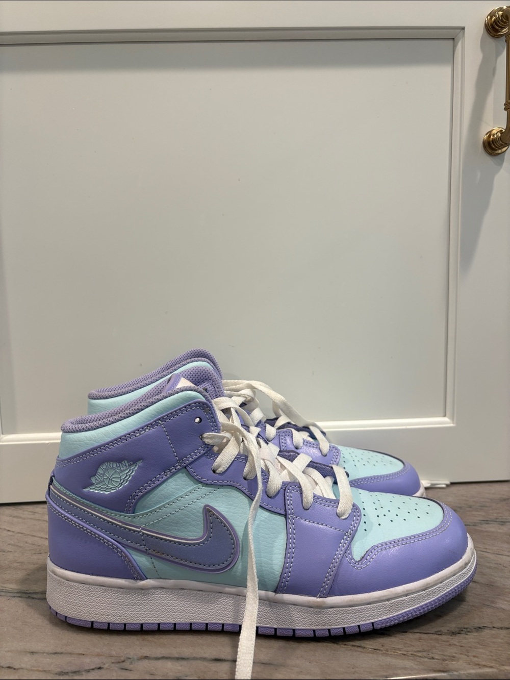 Jordan Mid Top Sneakers in Lavender and Mint